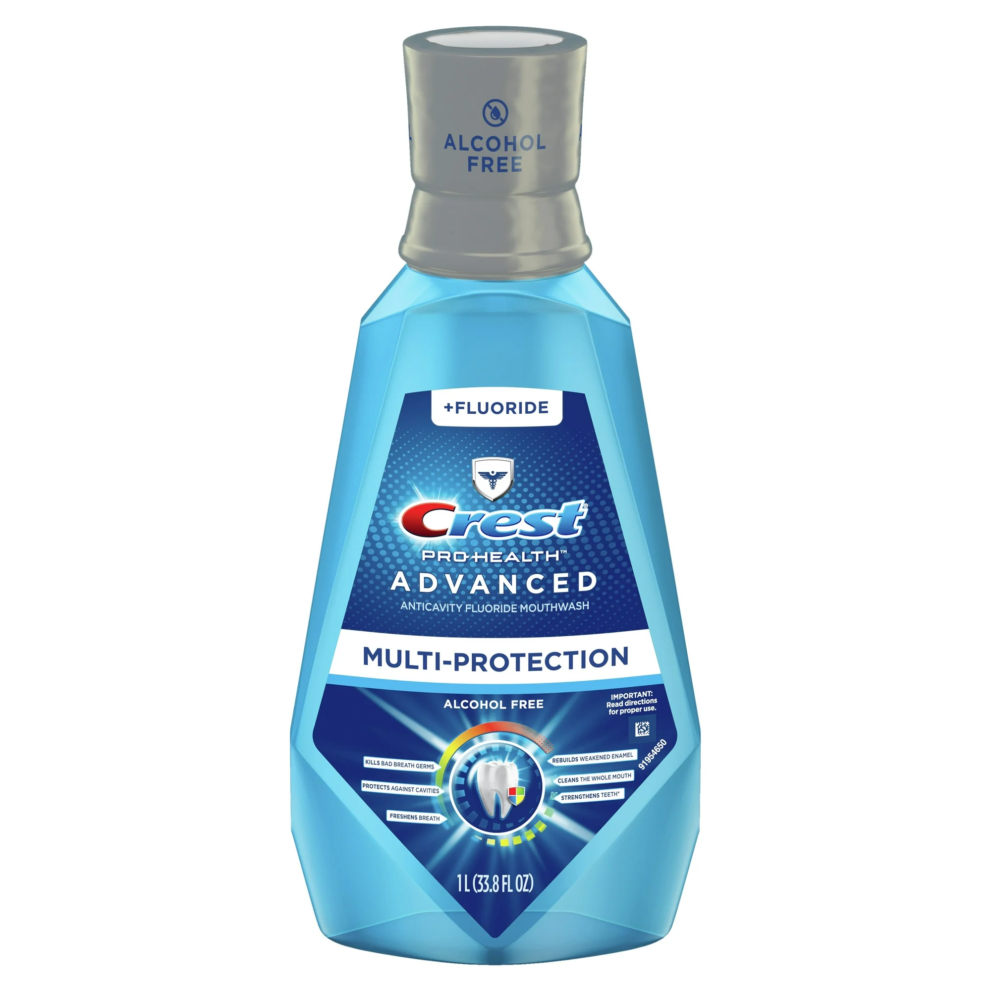 Crest Pro-Health Advanced Multi-Protection Mouthwash/Mouth Rinse, Fresh Mint - 1L, Strengthens Teeth, Alcohol Free
