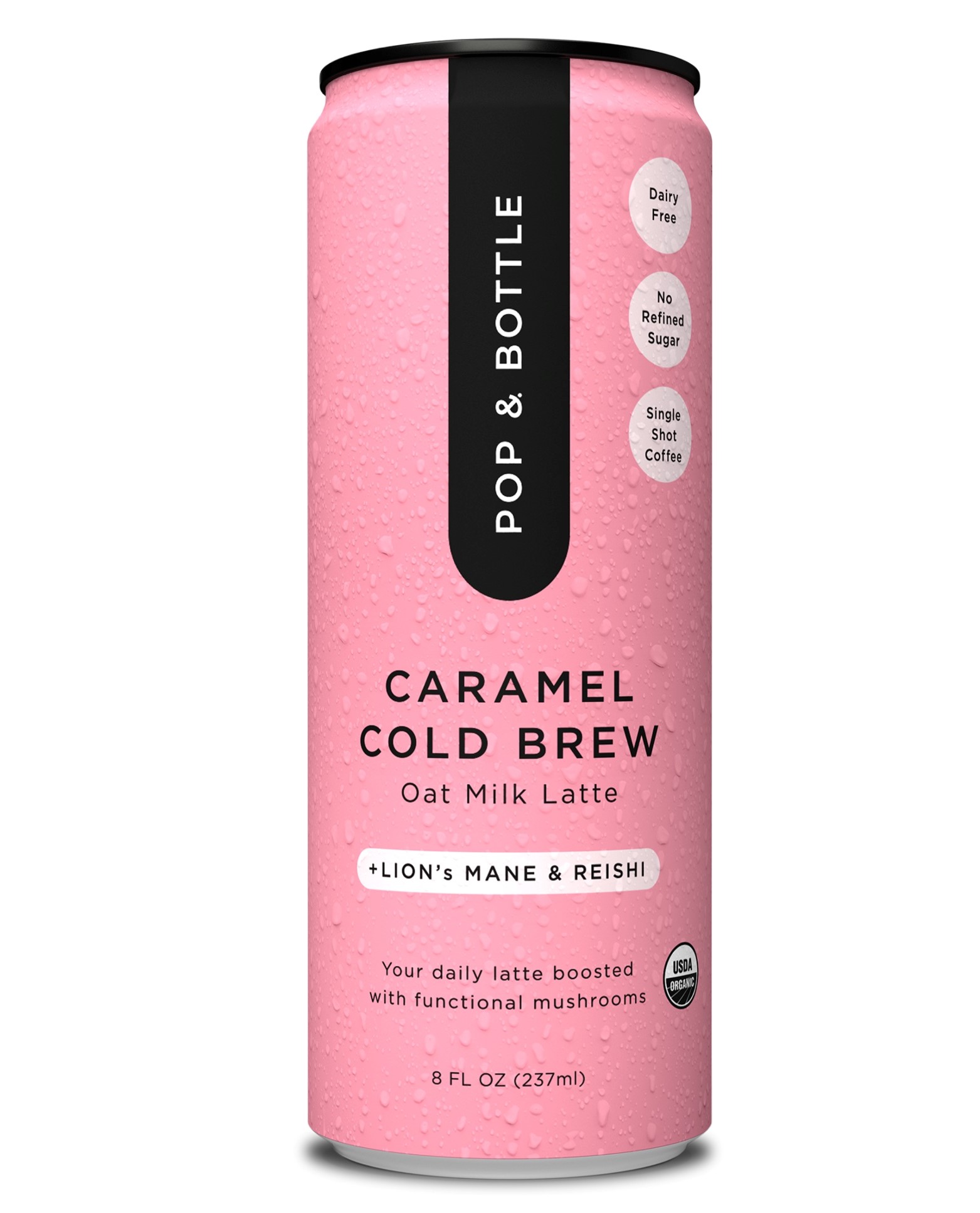 Pop & Bottle Caramel Oat Milk Latte with Lion's Mane and Reishi, Organic, 8 fl oz